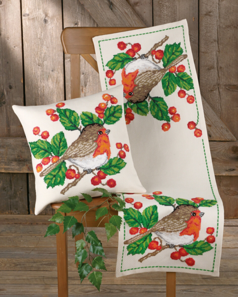 Borduurpakket Roodborstje 40x40 cm