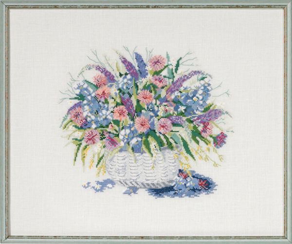 Kit de broderie Panier avec fleurs II 48 x 40 cm