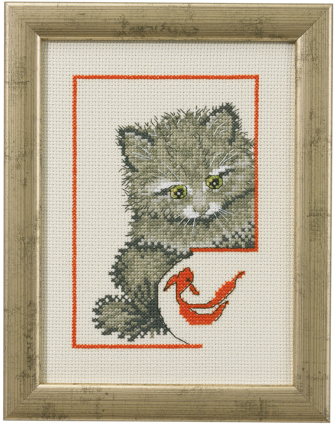 Kit de broderie Chaton avec queue en voile R5359 15 x 20 cm