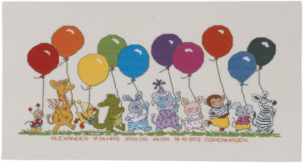 Kit de broderie Animaux avec ballons 22 x 42 cm R5301