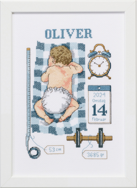 Kit de broderie Souvenir de baptême Oliver 21 x 30 cm