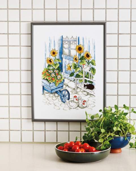 Kit de broderie Poules dans la cour R 5701 30 x 40 cm