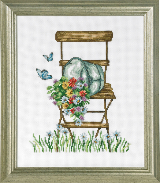 Kit de broderie Chaise avec fleurs R5025 26 x 21 cm