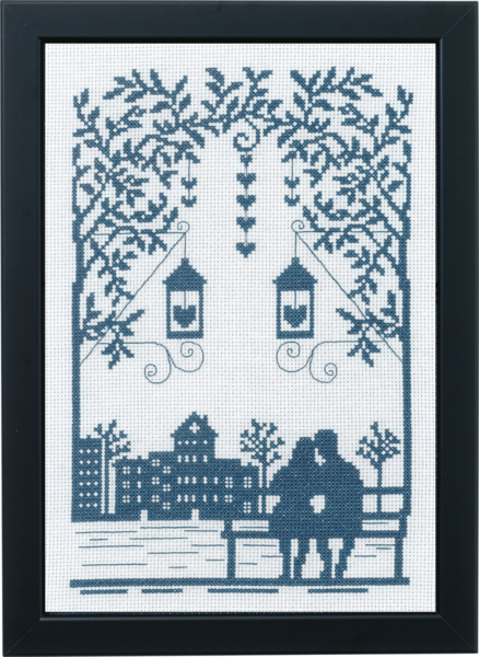 Kit de broderie Couple sur banc 29 x 20 cm