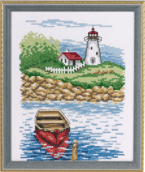 Kit de broderie Phare & canot 17 x 21 cm