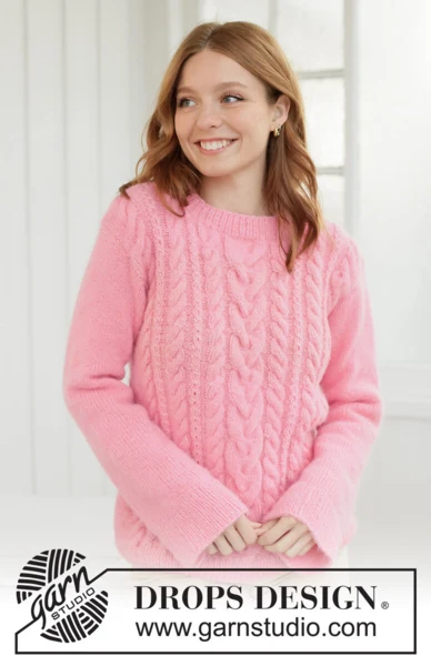 267-13 Pink Marshmallow Sweater by DROPS Design