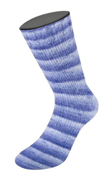 Lana Grossa Cosy Socks Soft Stripes 101 Bleu violet/violet bleu/violet clair/blanc