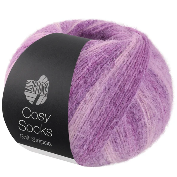 Lana Grossa Cosy Socks Soft Stripes 114 Lilas pâle/lilas/violet