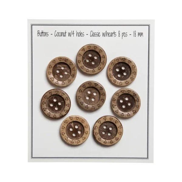 Go Handmade Boutons en bois avec cœurs (8 pièces): 18 mm