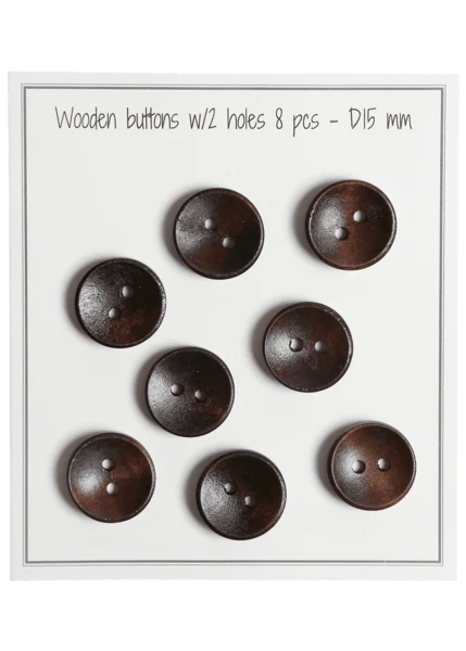 Go Handmade Diepe Houten Knopen, Donker: 15 mm