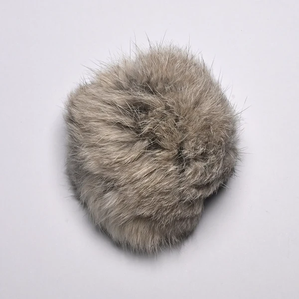Pompon Fourrure de Lapin 10 cm 06 Gris