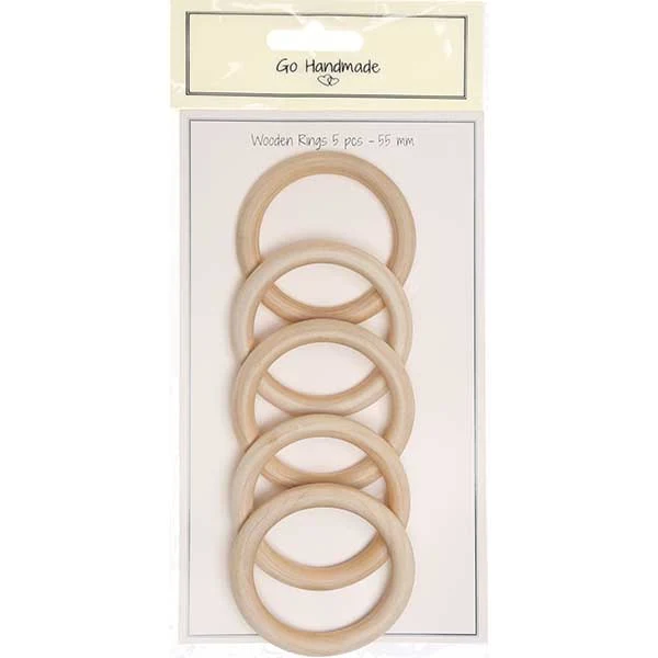 Go Handgemaakte houten ringen - 55 mm - 5 st