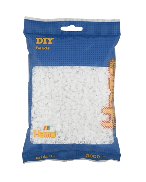 Perles Hama Midi, Couleur unie, 3000 pcs 201-01 Blanc