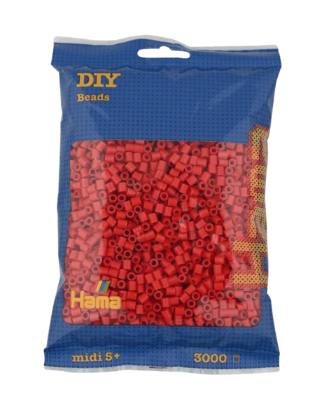 Perles Hama Midi, Couleur unie, 3000 pcs 201-05 Rouge