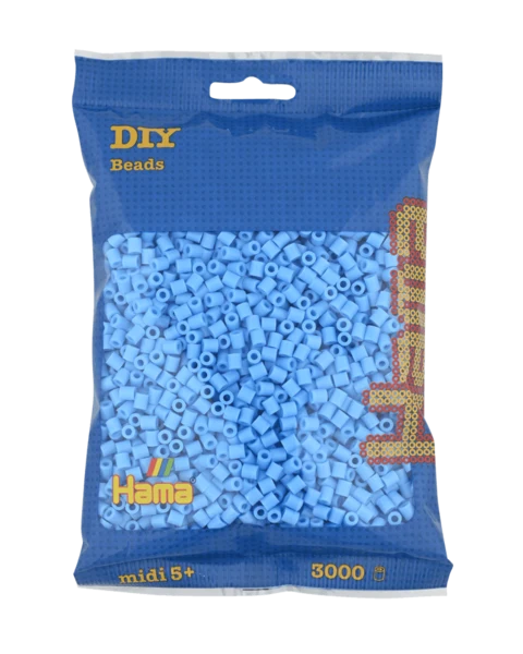 Perles Hama Midi, Couleur unie, 3000 pcs 201-46 Bleu pastel