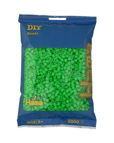 Perles Hama Midi, Couleur unie, 3000 pcs 201-42 Farine verte