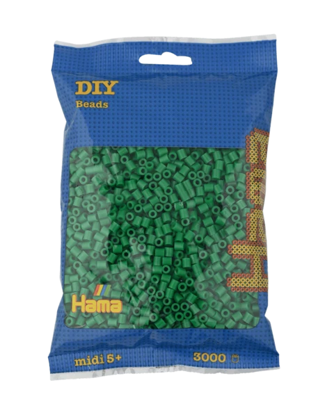 Perles Hama Midi, Couleur unie, 3000 pcs 201-10 Vert