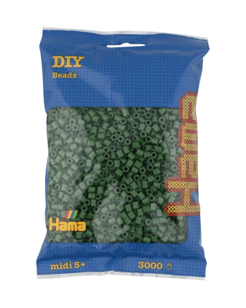 Perles Hama Midi, Couleur unie, 3000 pcs 201-102 Vert forêt