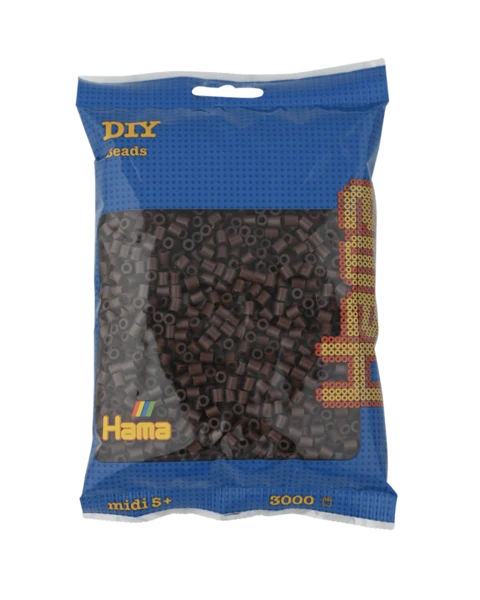 Perles Hama Midi, Couleur unie, 3000 pcs 201-12 Marron