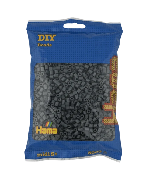 Perles Hama Midi, Couleur unie, 3000 pcs 201-71 Gris foncé