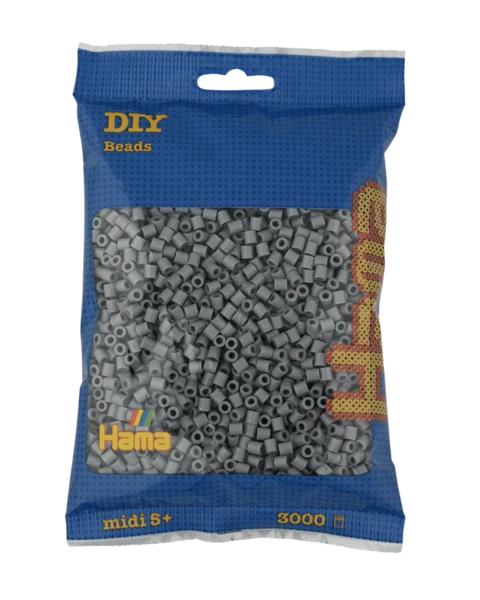Perles Hama Midi, Couleur unie, 3000 pcs 201-17 Gris