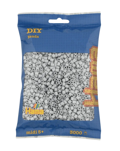 Perles Hama Midi, Couleur unie, 3000 pcs 201-70 Gris clair