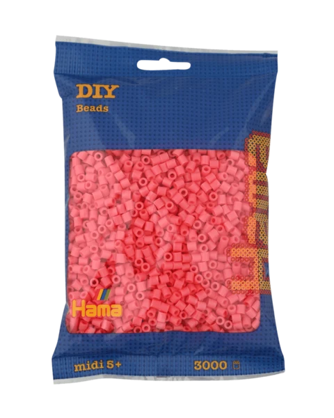 Perles Hama Midi, Couleur unie, 3000 pcs 201-44 Rouge pastel
