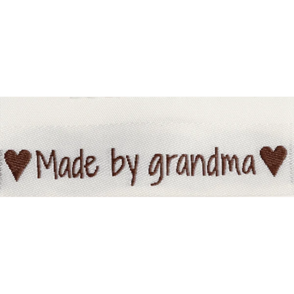 Go Handmade Étiquette Tissée, Double Face, 50 x 11,5 mm, 10 pcs Made by grandma