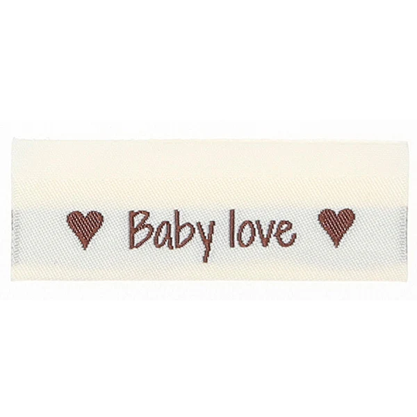 Go Handmade Étiquette Tissée, Double Face, 50 x 11,5 mm, 10 pcs Baby love