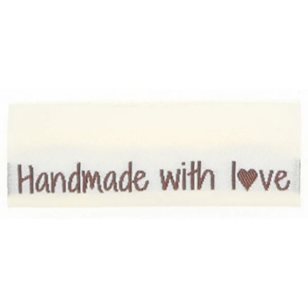 Go Handmade Étiquette Tissée, Double Face, 50 x 11,5 mm, 10 pcs Handmade with love