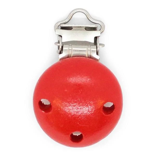 HobbyArts Clip en Bois, Rond, avec Trous, 1 pc. Rouge