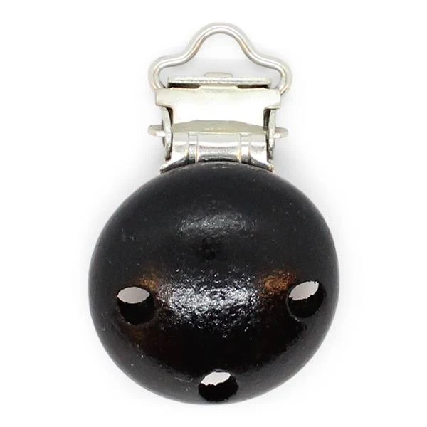 HobbyArts Clip en Bois, Rond, avec Trous, 1 pc. Noir