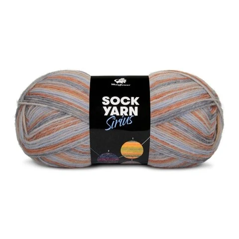 Mayflower Sock Yarn Universe Sirius 04 Bleu clair/Rouille/Bleu poussiéreux