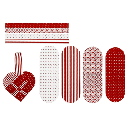 Coeurs de Noël tressés Blanc / rouge, à motifs