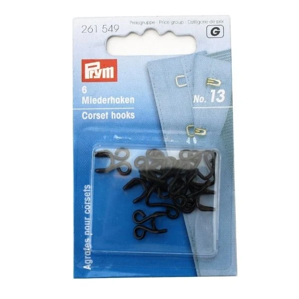 Prym Korsethægter Str. 13, 6 Stk. Sort