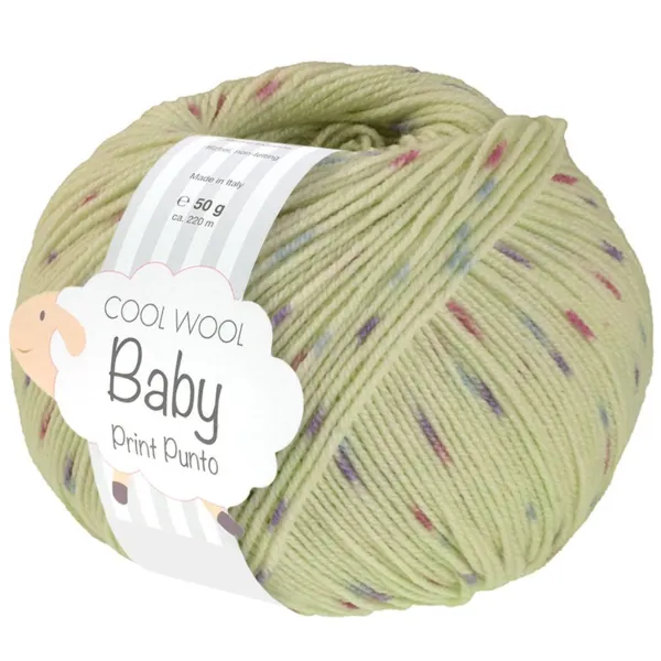 Lana Grossa Cool Wool Baby 372 Vert blanc/Bleu clair/Orchidée/Violet