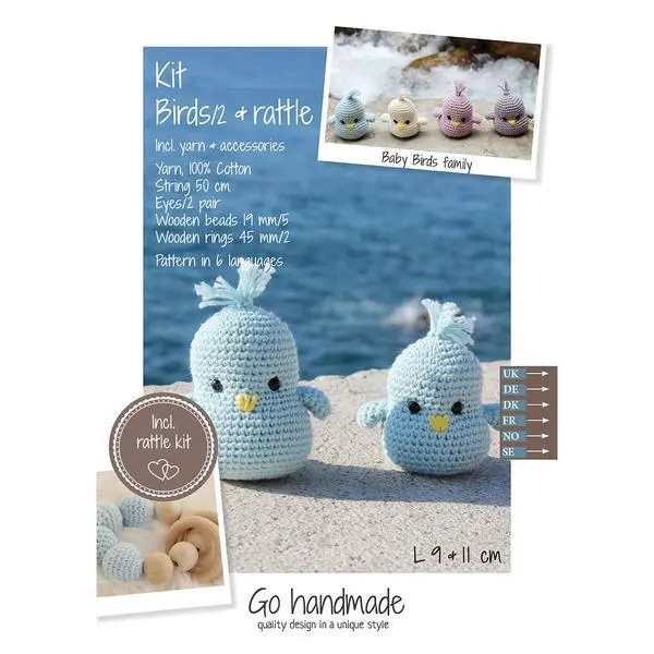 Go Handmade Kit Crochet Bébé Oiseaux et Hochet