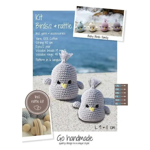 Go Handmade Kit Crochet Bébé Oiseaux et Hochet