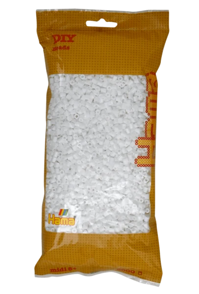 Perles Hama Midi, couleur unie, 6000 pièces 205-01 Blanc