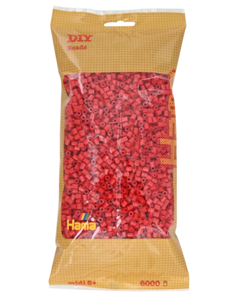 Perles Hama Midi, couleur unie, 6000 pièces 205-05 Rouge