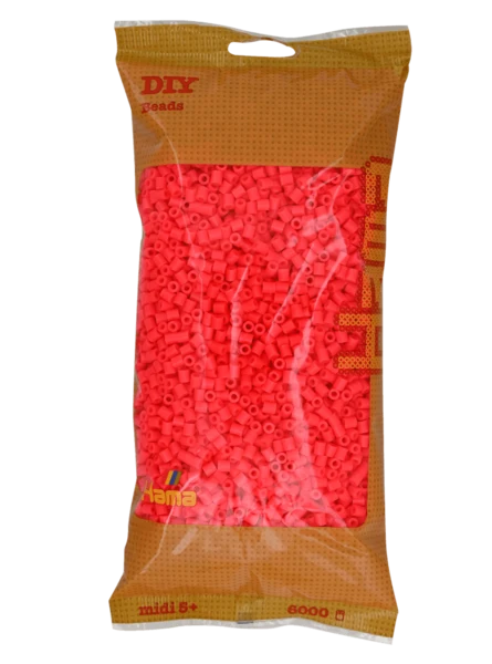 Perles Hama Midi, couleur unie, 6000 pièces 205-33 Cerise fluo