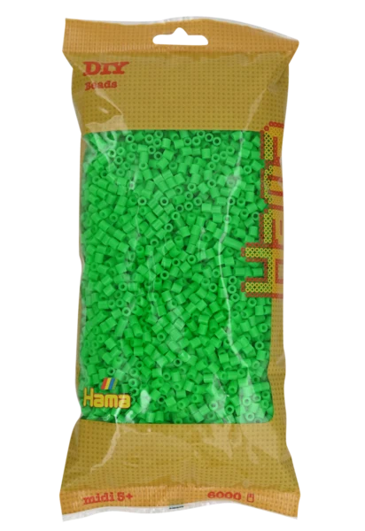 Perles Hama Midi, couleur unie, 6000 pièces 205-42 Vert fluo
