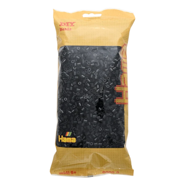 Perles Hama Midi, couleur unie, 6000 pièces 205-18 Noir