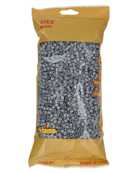 Perles Hama Midi, couleur unie, 6000 pièces 205-17 Gris