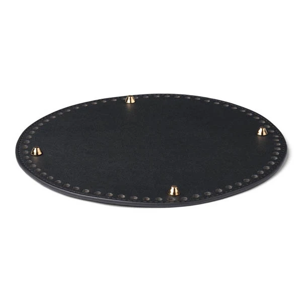 HobbyArts Base de Panier en Cuir Rond, Cuir PU, Noir, 1 pcs (23 cm)