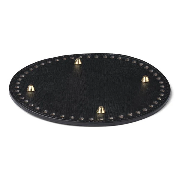 HobbyArts Base de Panier en Cuir Rond, Cuir PU, Noir, 1 pcs (19 cm)