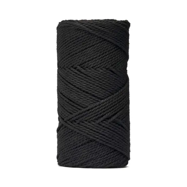 LindeHobby Macrame Lux, Corde de Macramé, 2 mm 03 Noir