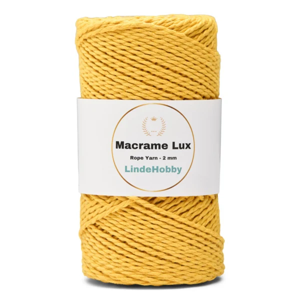 LindeHobby Macrame Lux, Corde de Macramé, 2 mm 07 Jaune