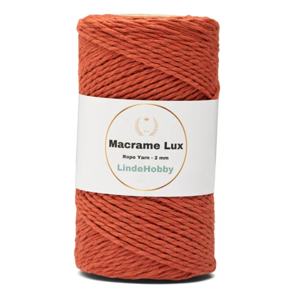 LindeHobby Macrame Lux, Corde de Macramé, 2 mm 09 Orange brûlé