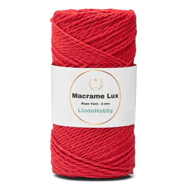 LindeHobby Macrame Lux, Corde de Macramé, 2 mm 10 Rouge